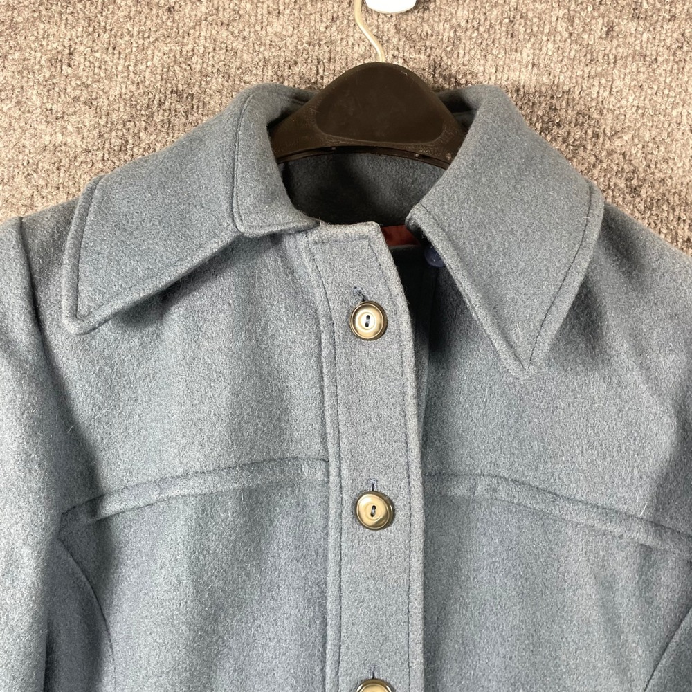 Vintage Sears JR Bazaar Coat Womens Small Blue Wool Blend Long Button Front 70s - Picture 5 of 15